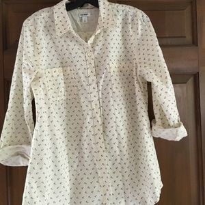 Cream colored shirt with navy anchors